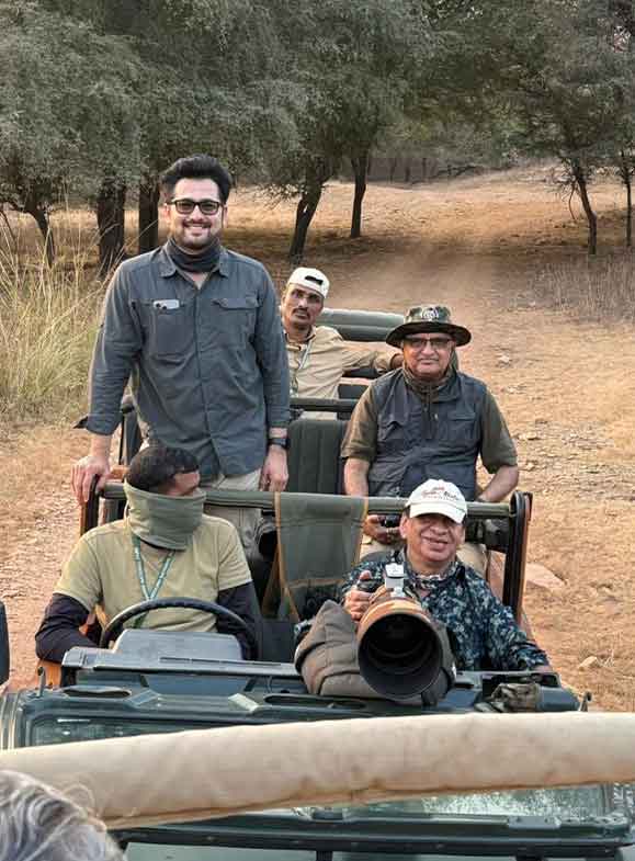 yogesh bhatia with participants in safari jeep in ranthambore national park